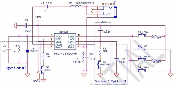 FM радиоприемник с автосканом на микросхеме BK1068