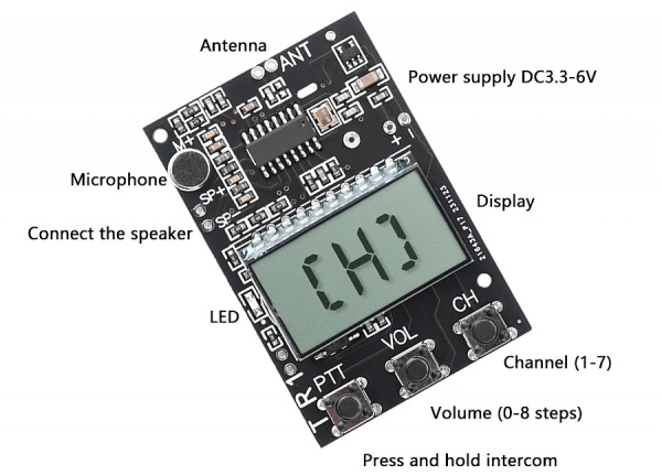 Мини рация (Walkie Talkie) на 7 каналов из готового модуля с Китая Мини рация (Walkie Talkie) на 7 каналов из готового модуля с Китая